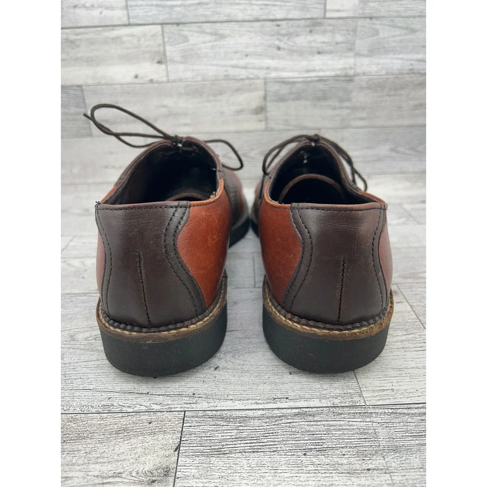 H S TRASK‎ Mens Saddle Shoes Brown Leather Lace Up Oxfords Size 9